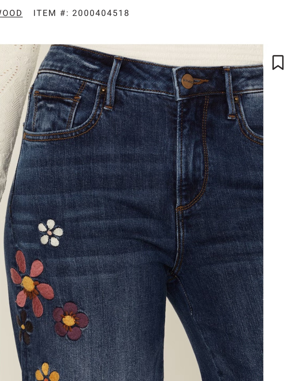 DRIFTWOOD Navy Floral Wide-Leg Flare Jeans - Picture 4 of 8